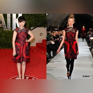 Erdem Runway Dress Fall 2009 Couture Rare Red Lace Beaded US Size 8